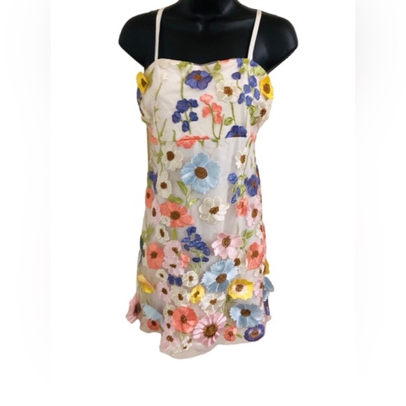 Jessica Simpson‎ white sheer chiffon floral embroidered lace mini dress size s - Picture 1 of 14